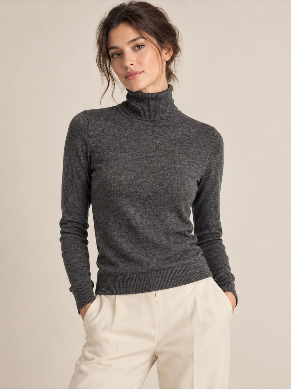 Calvin Klein Classic Charcoal Turtleneck Long Sleeve Sweater Size Extra Small